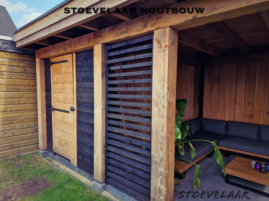 Louvrescherm douglas zwart gespoten